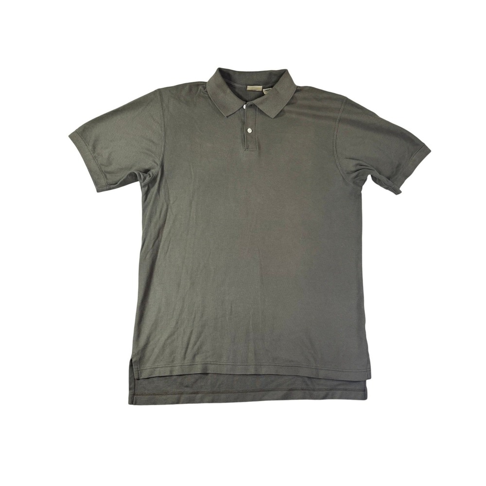LL Bean Mens Medium Tall Olive Green Pique Cotton Polo Shirt Made in USA